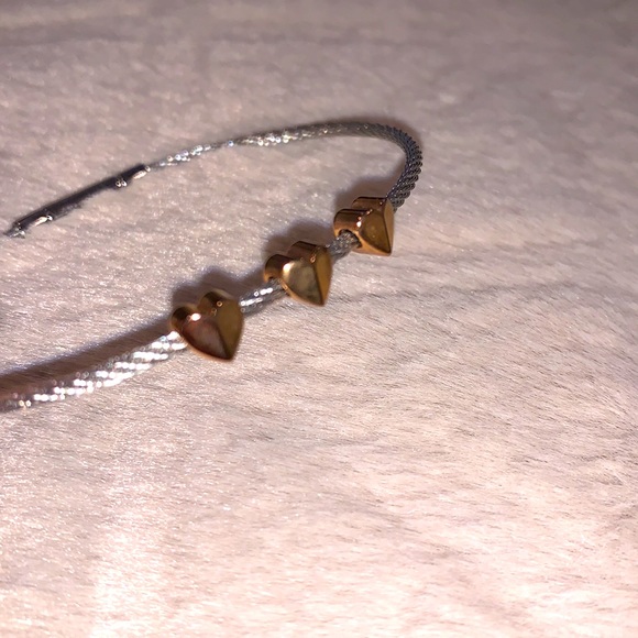 Fossil Triple Heart Bracelet Stainless Steel Silver and Rose Gold - Picture 5 of 8